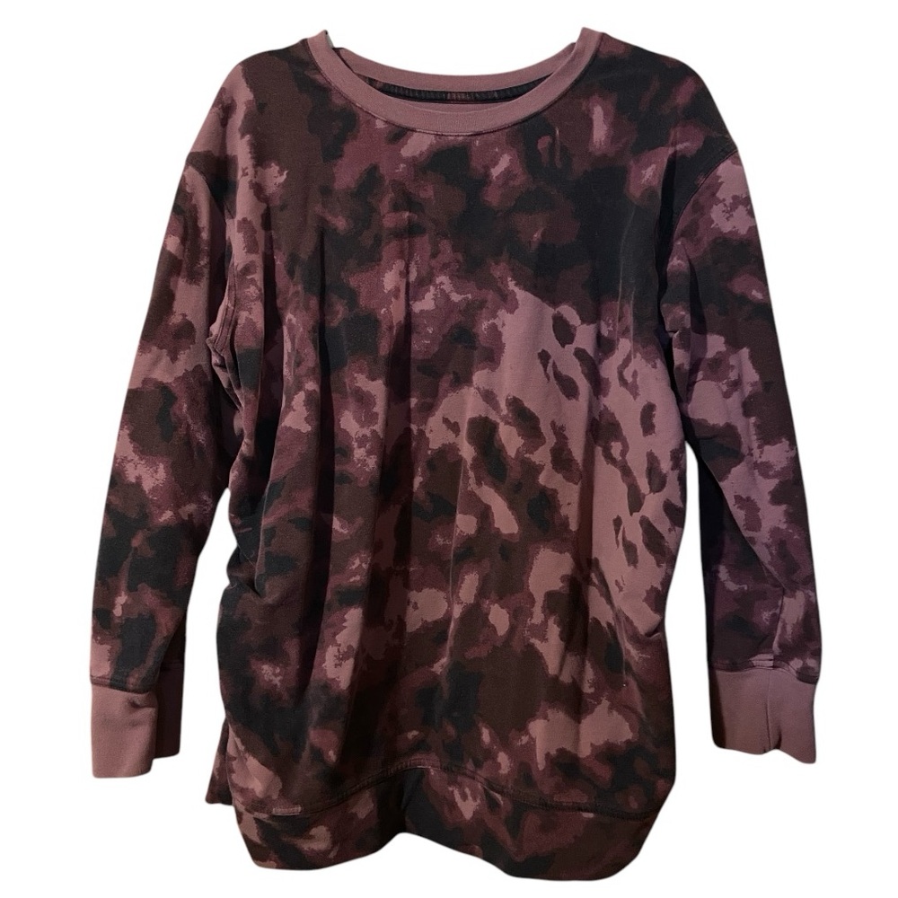 Isabel Maternity Match Back Purple Tie Dye Maternity Sweatshirt - Size Large